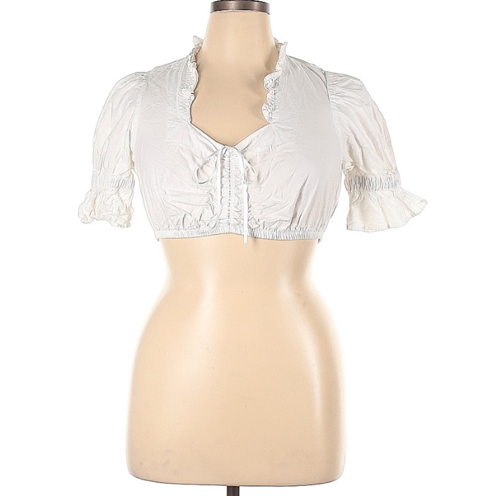 Ruched White Crop Top